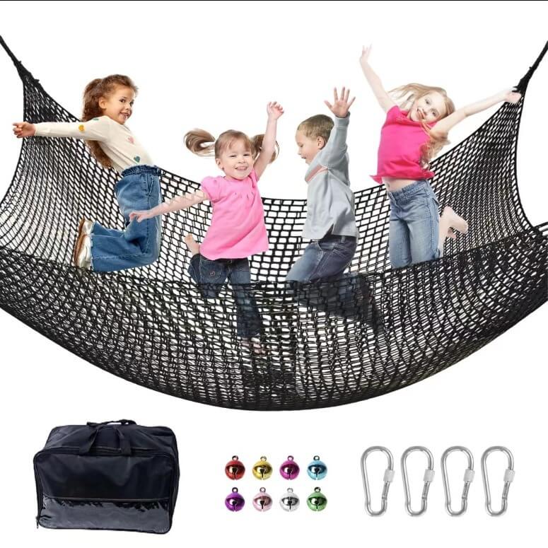 Children's Cargo Climbing Net Bridge for Inside, Outside, Backyard, Tree House-Tryhomy