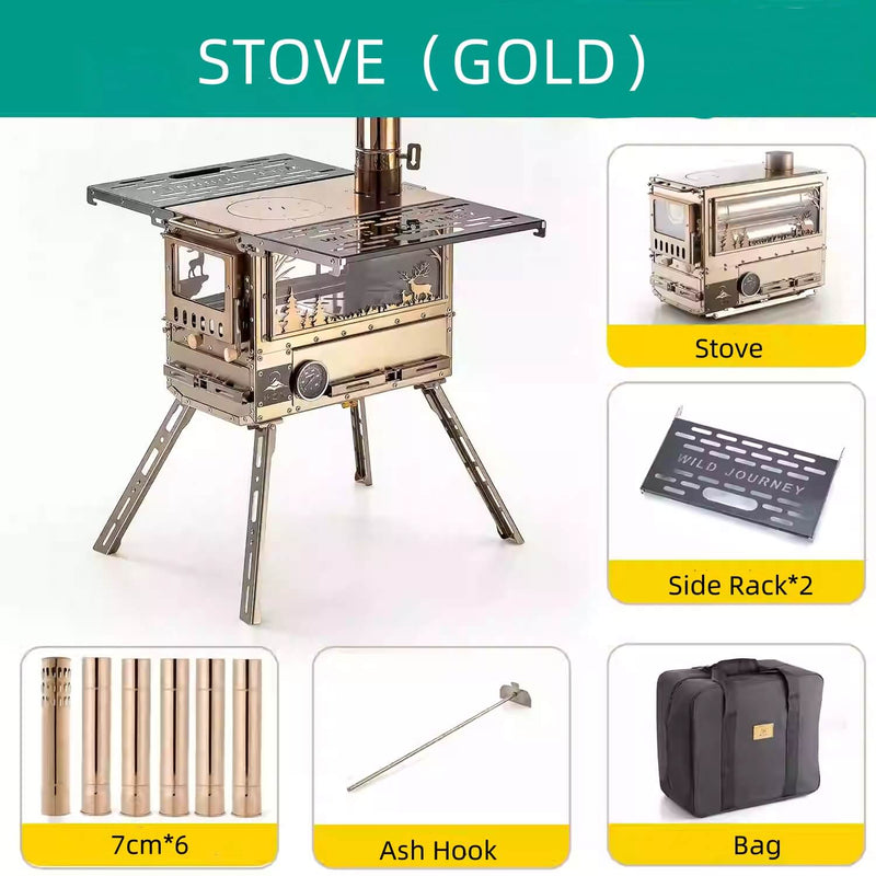 g stove tent Large Wood Stove Camping Pellet Stove | Tryhomy