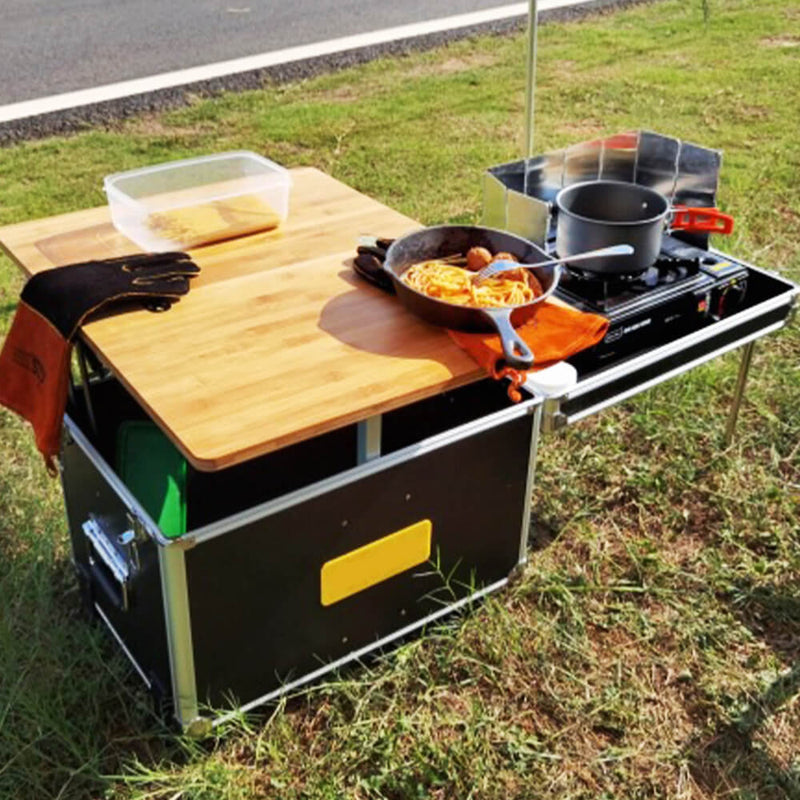Tryhomy Multifunctional Camping Kitchen Box With Wheel Tryhomy