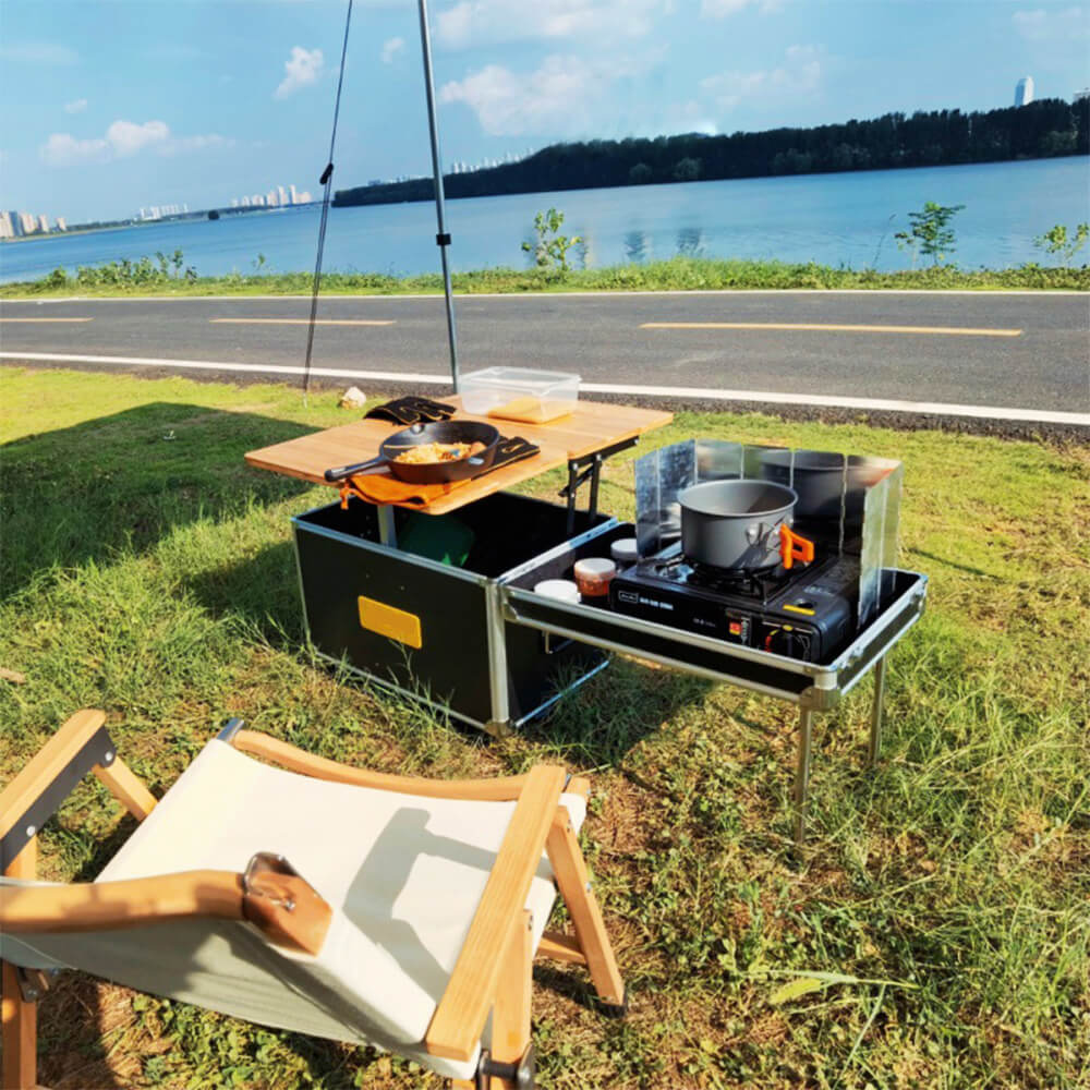 Tryhomy Multifunctional Camping Kitchen Box With Wheel Tryhomy